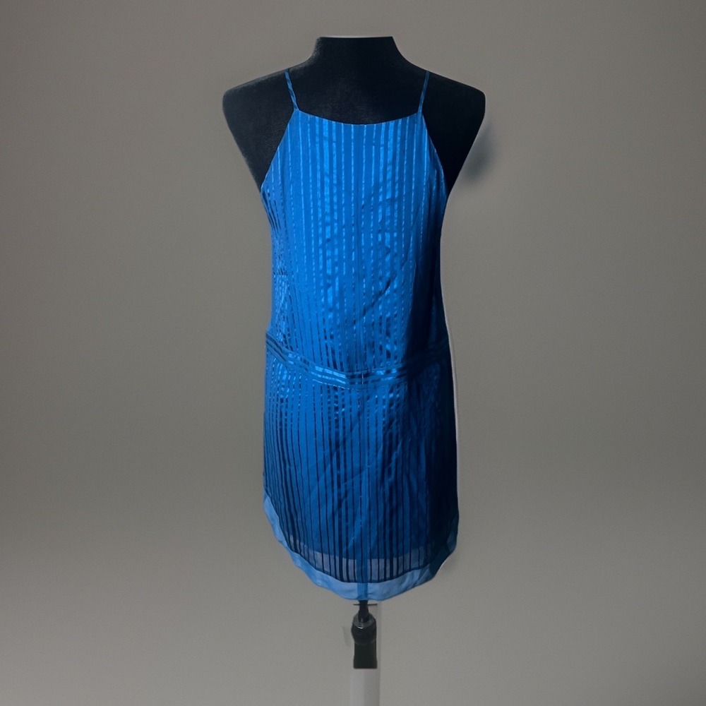 Mason by Michelle Mason Mini Silk Slip Dress 0 Blue Halter Lined